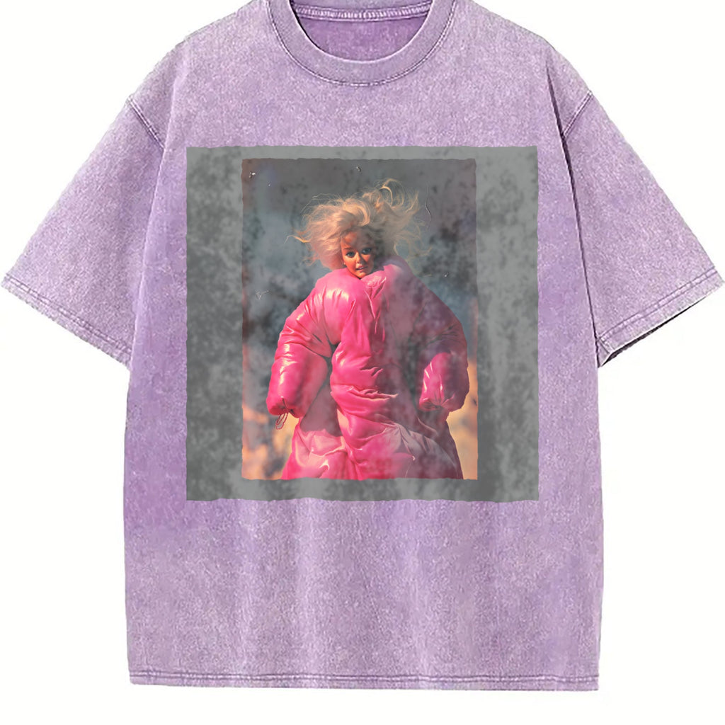 Doll in Pink with Flames Vintage Washed T-Shirt product image 6