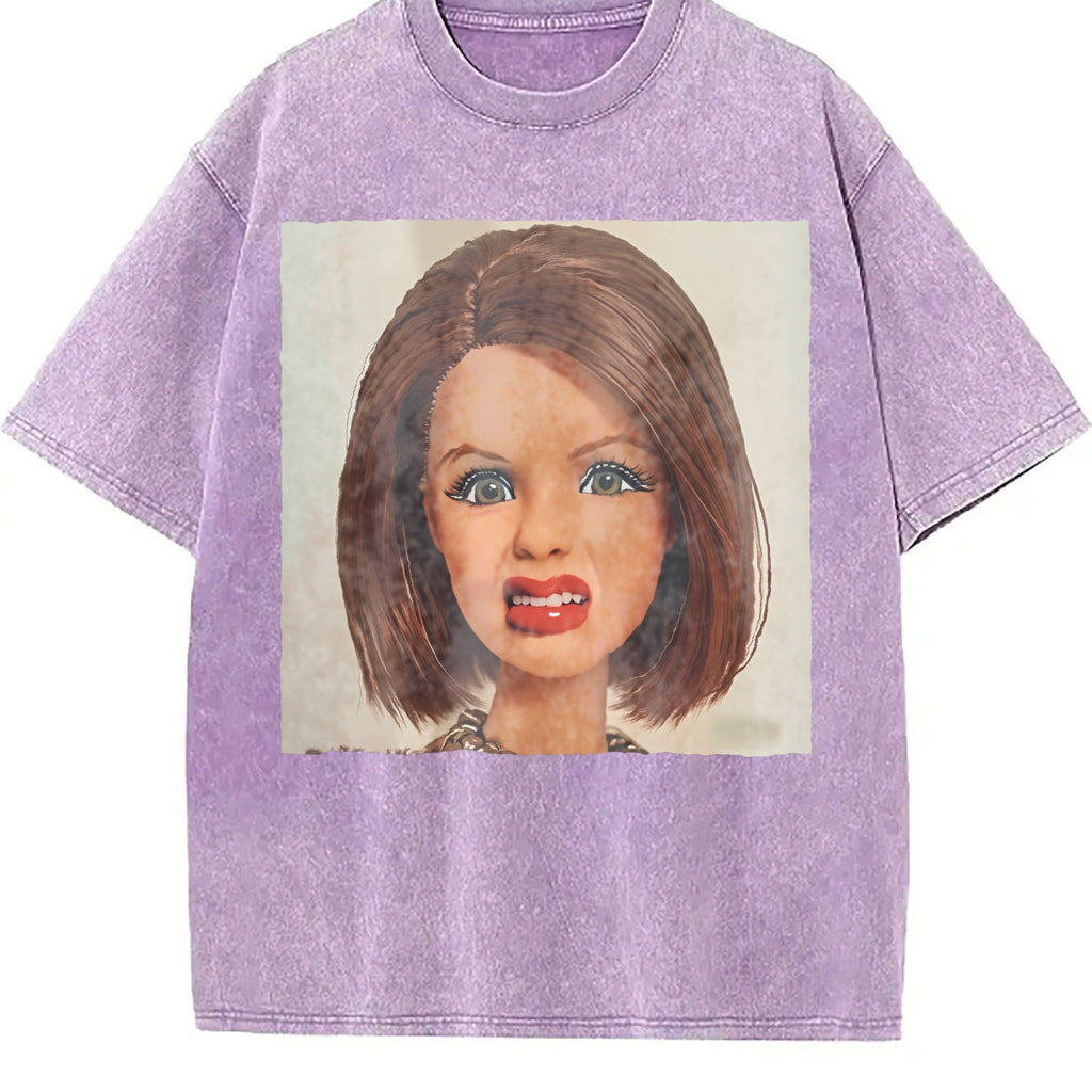 Funny Red Haired Doll Face Vintage Washed T-Shirt product image 6