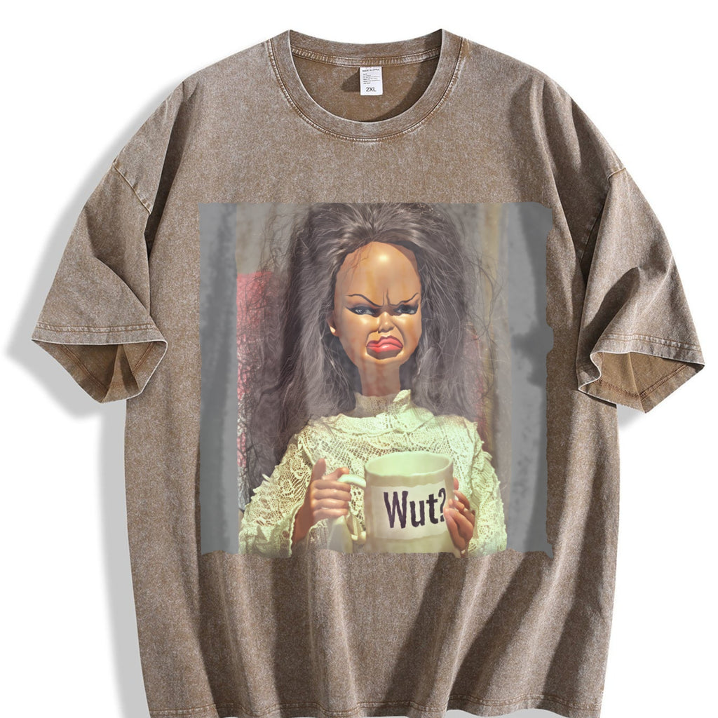 Grumpy Doll with Wut Mug Vintage Washed T-Shirt