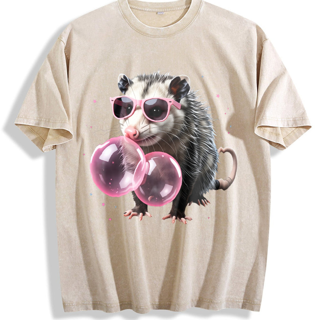 Opossum With Pink Glasses Vintage Washed T-Shirt product image 1