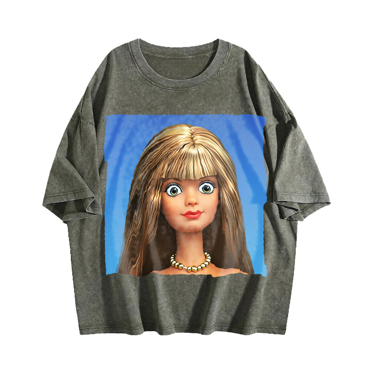 Wide Eyed Doll Portrait Vintage Washed T-Shirt product image 4