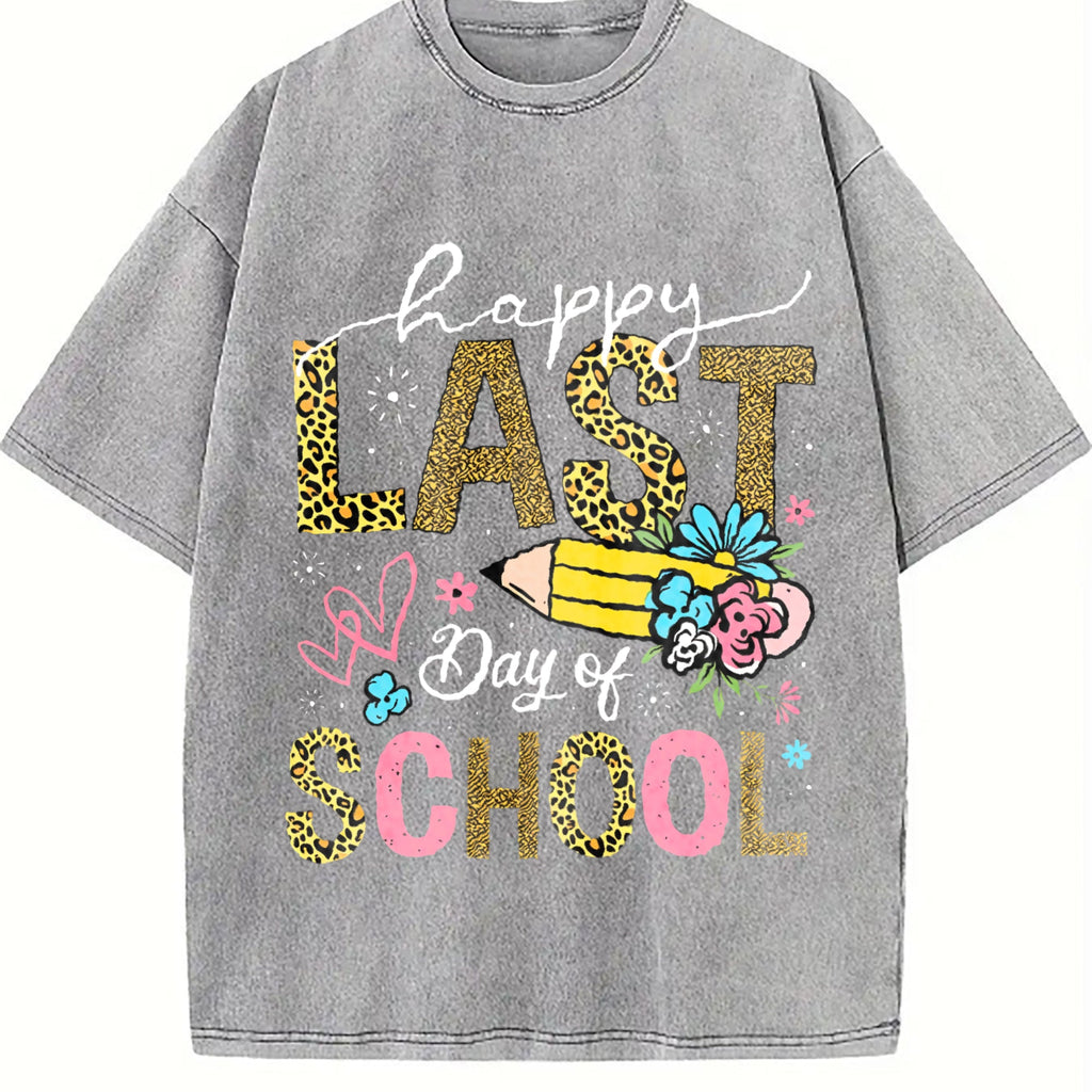 Happy Last Day Of School Y2K 100 Boxy With Leopard Vintage product image 5