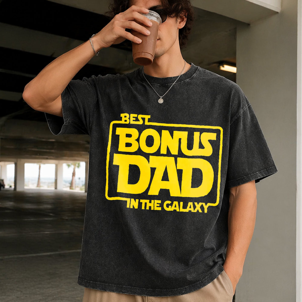 Best Bonus Dad In The Galaxy Vintage Washed T-Shirt product image 2
