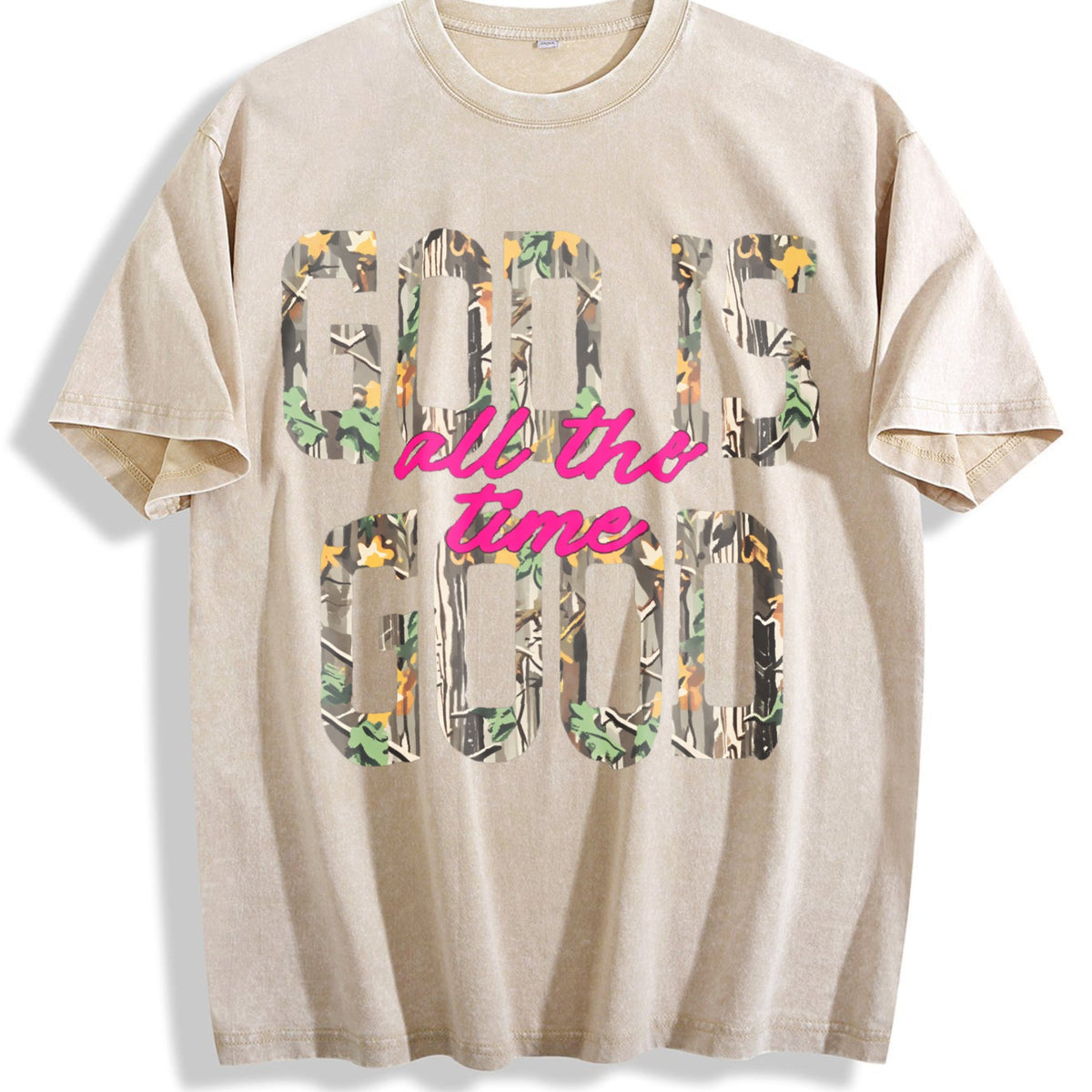 God Is Good All the Time Floral Vintage Washed T-Shirt product image 1