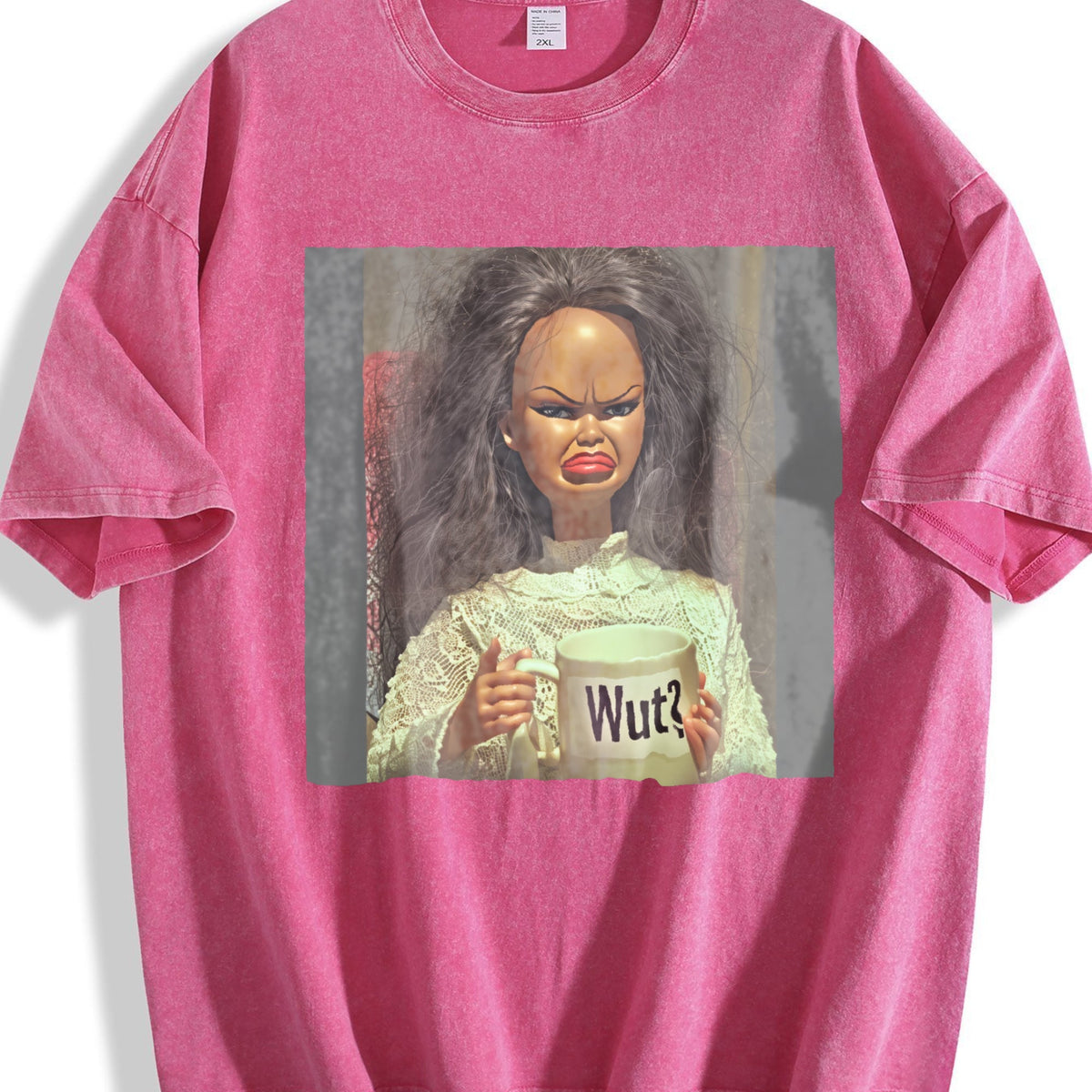 Grumpy Doll with Wut Mug Vintage Washed T-Shirt