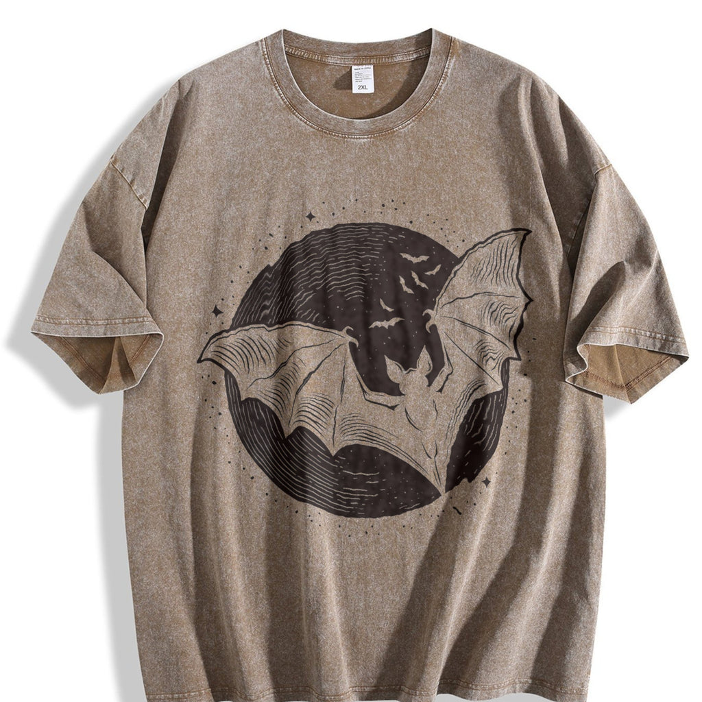 Bats Moon 90s Vintage Washed T-Shirt product image 3