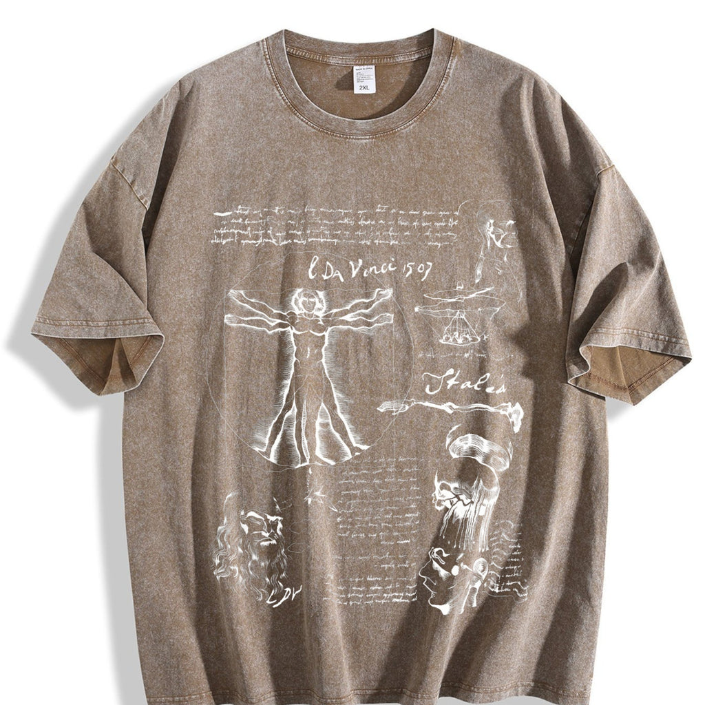 Da Vinci Vitruvian Man Vintage Washed T-Shirt product image 3