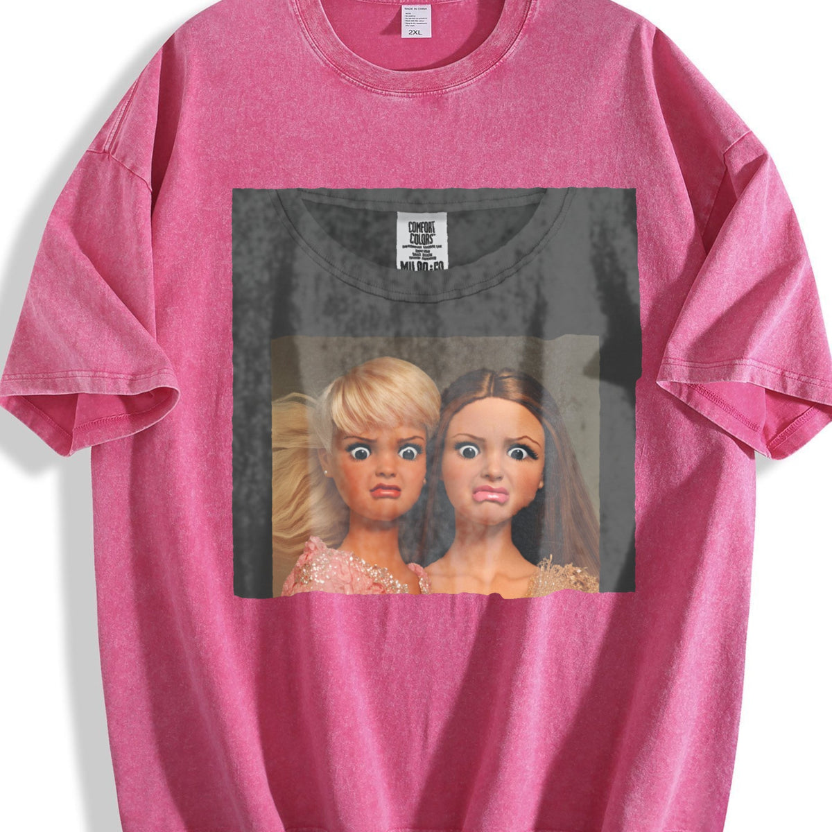 Funny Shocked Doll Duo Vintage Washed T-Shirt product image 7