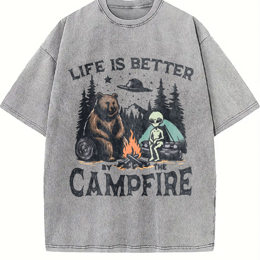 Bear And Alien Life Is Better By The Campfire 90s Vintage product image 5