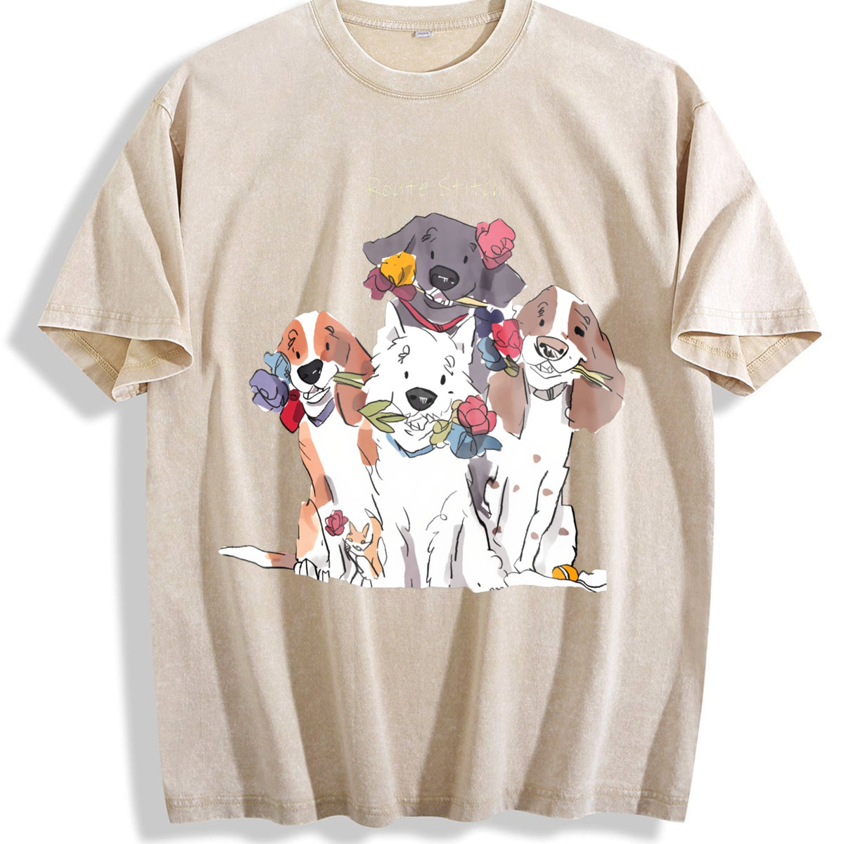 Floral Dog Vintage Washed T-Shirt product image 1