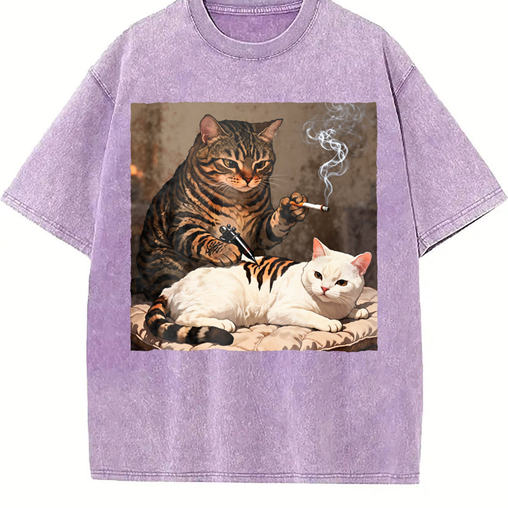Funny Cat Tattoo Artist Vintage Washed T-Shirt product image 6