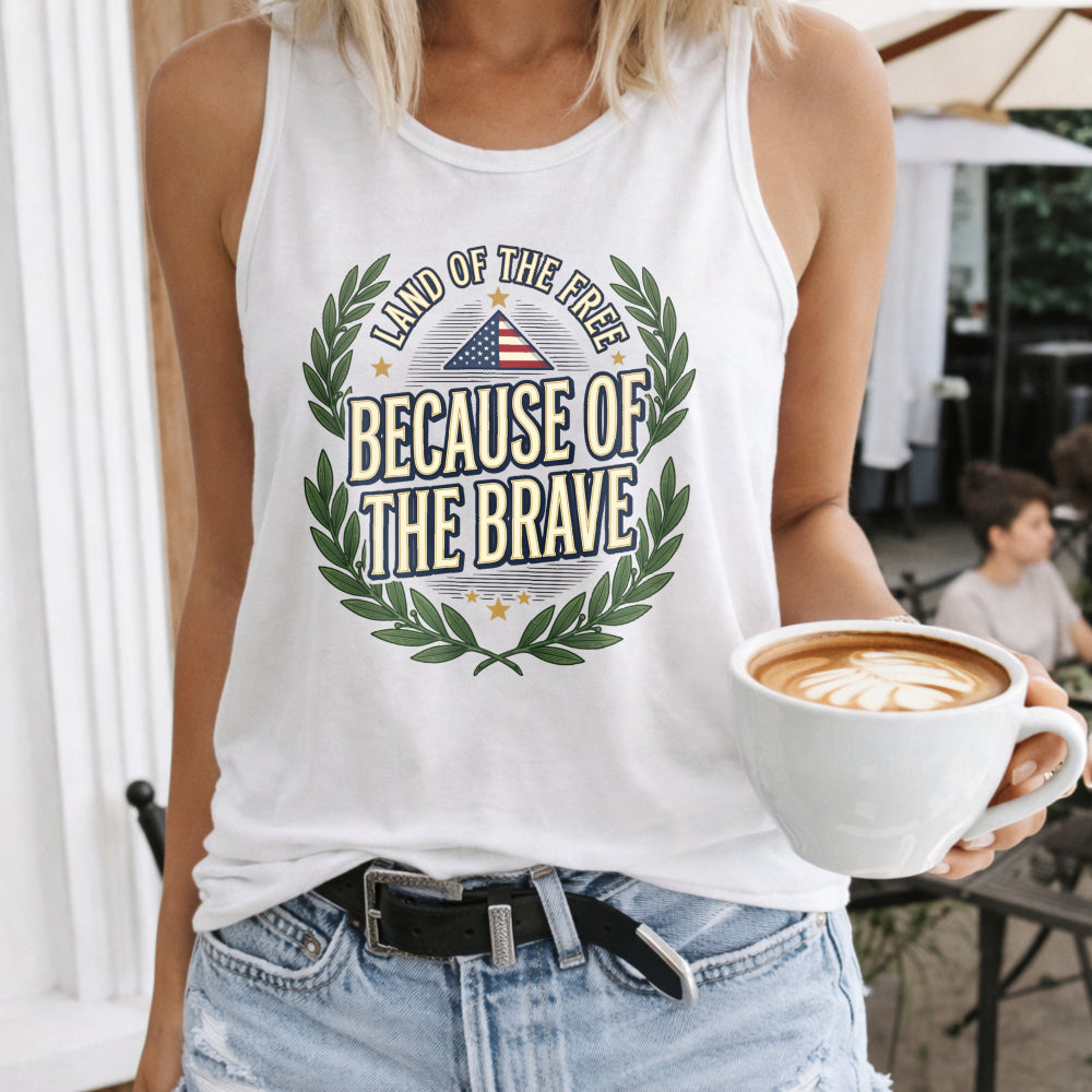 Land Of The Free Because Of The Brave Veteran Tribute Women's Tank Top