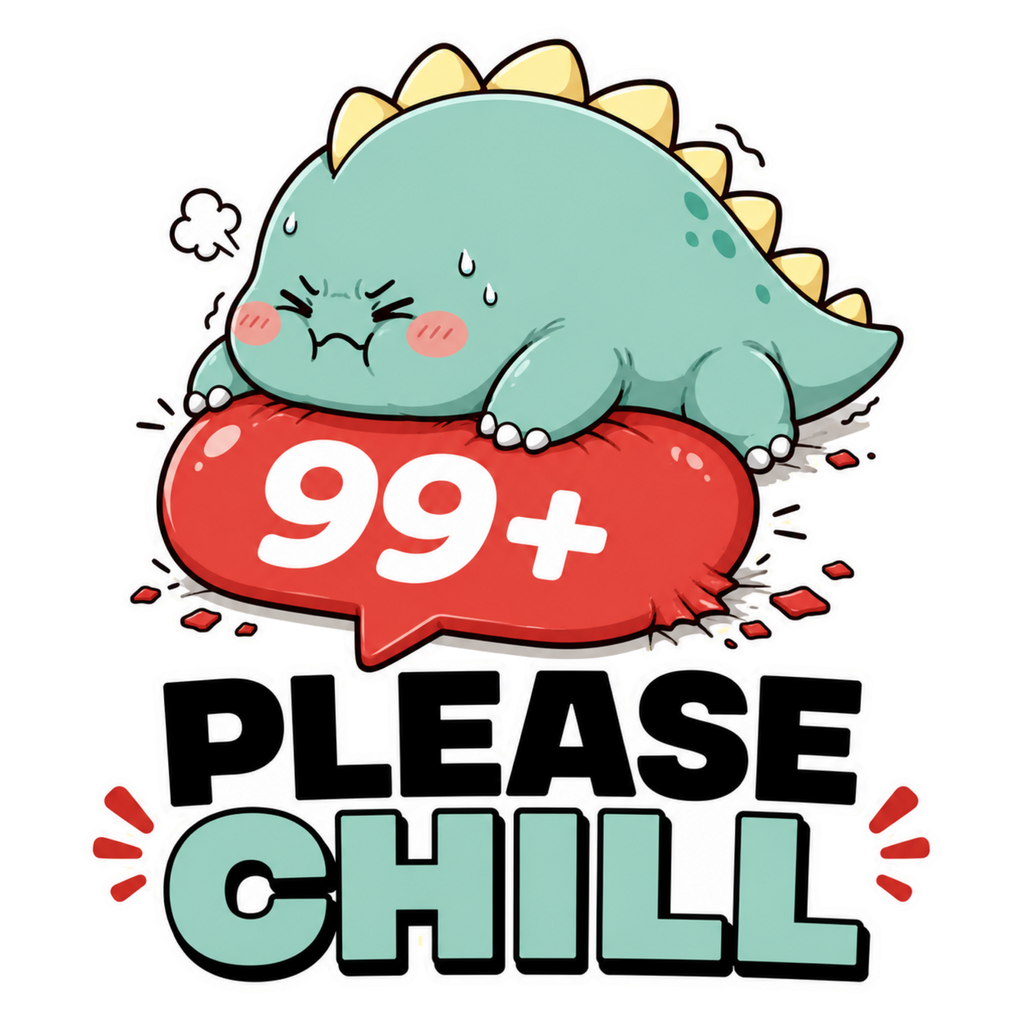 99 Plus Please Chill - Cute Dinosaur Notification Overload product image 3