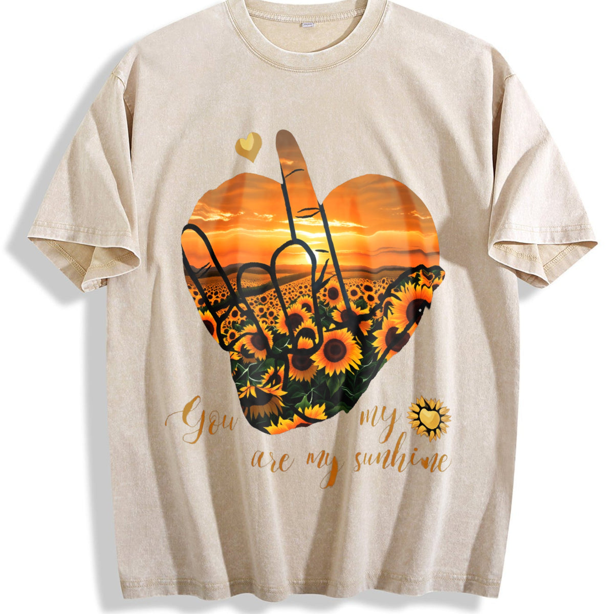 Sunset Sunflower Heart Peace Sign Y2K Boxy Aesthetic product image 1
