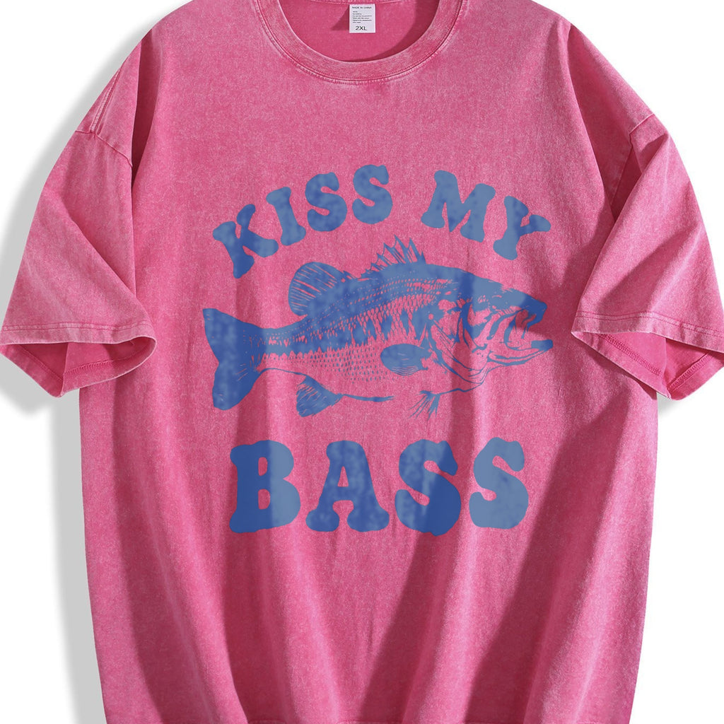 Kiss My Bass Funny Fishing Vintage Washed T-Shirt product image 7