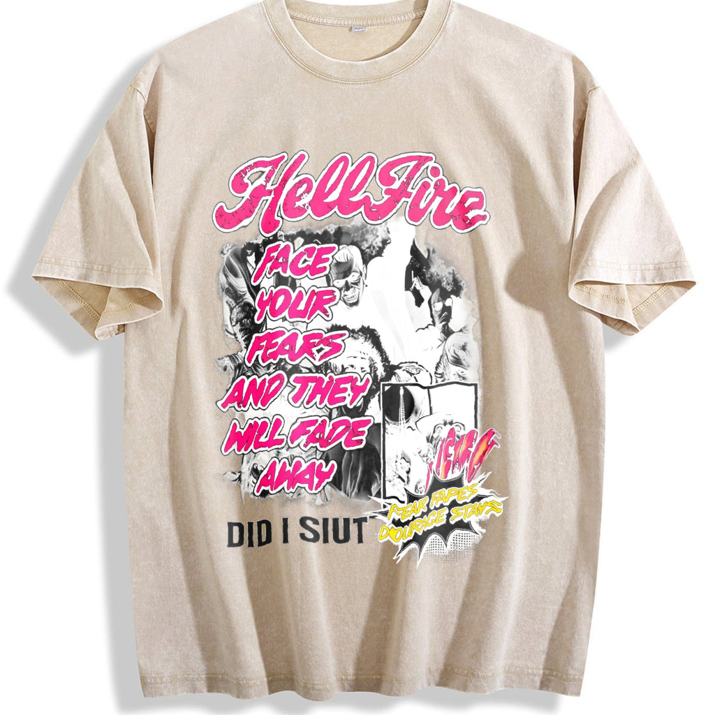 Horror Movie White Comic Vintage Washed T-Shirt product image 1
