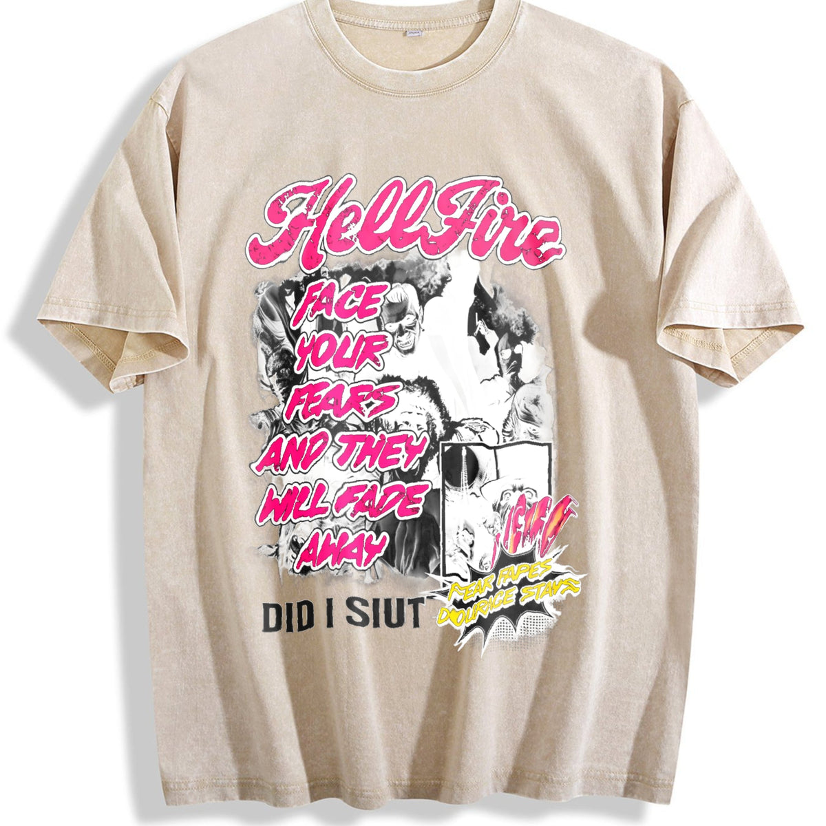 Horror Movie White Comic Vintage Washed T-Shirt product image 1