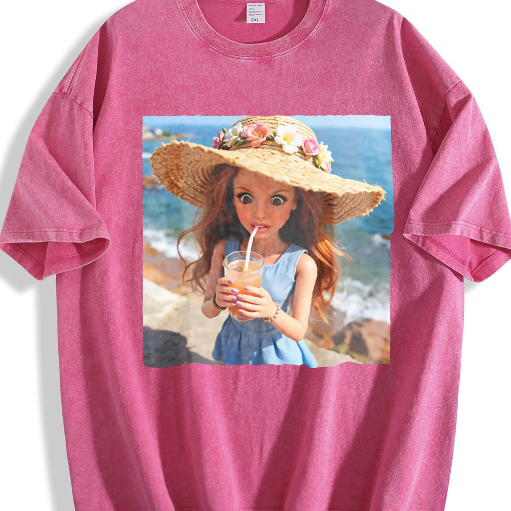 Doll with a Summer Drink Vintage Washed T-Shirt product image 7