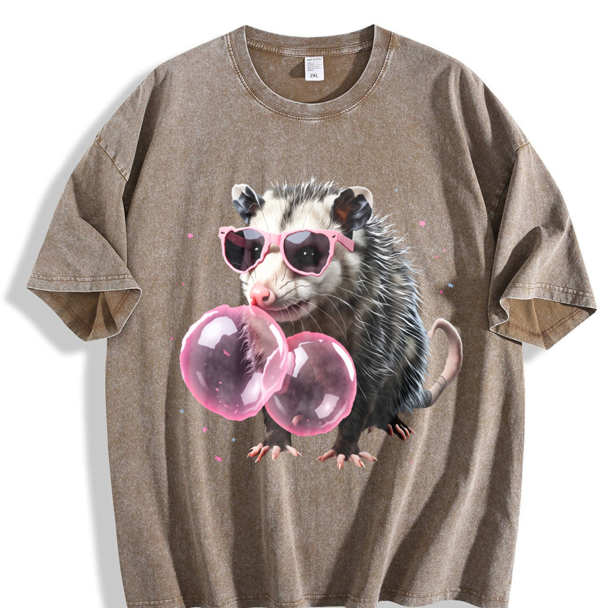 Opossum With Pink Glasses Vintage Washed T-Shirt product image 3