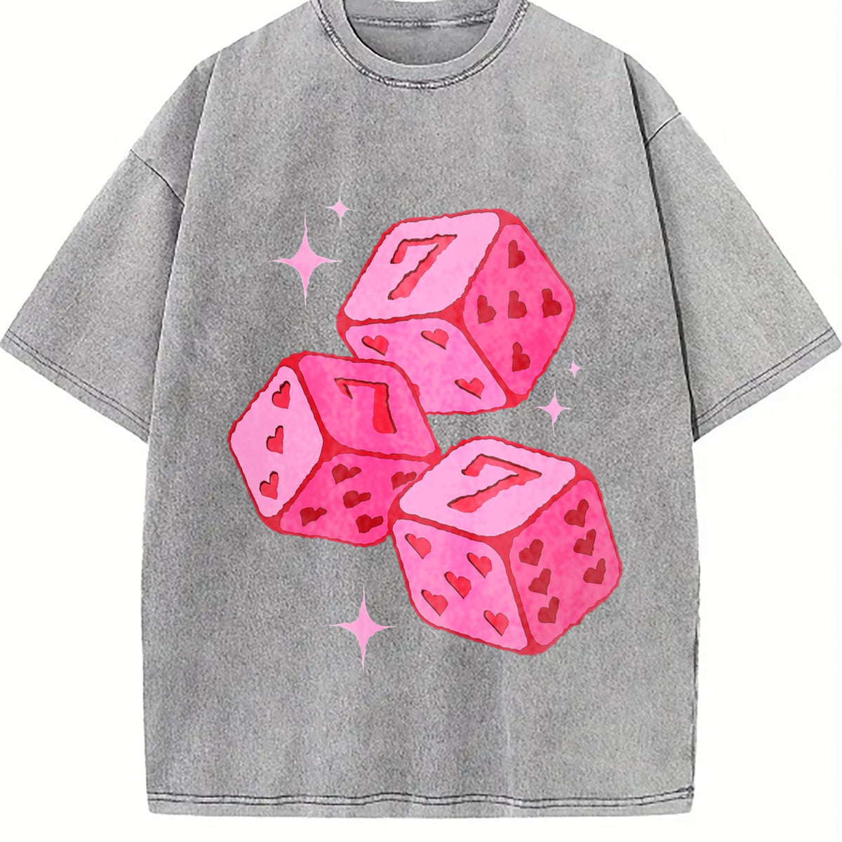 Pink Lucky 7 Dice Vintage Washed T-Shirt product image 5