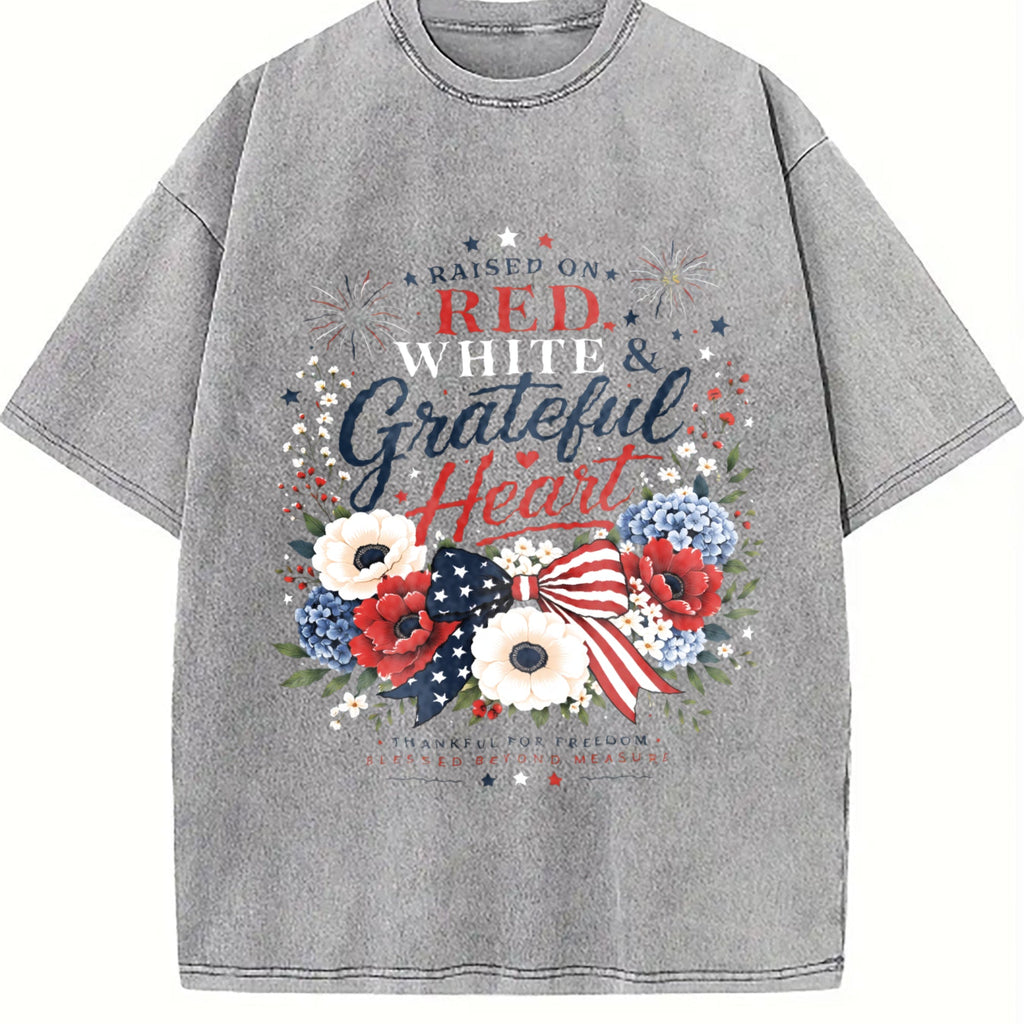 4th Of July - Red White Grateful Heart Floral Patriotic product image 5