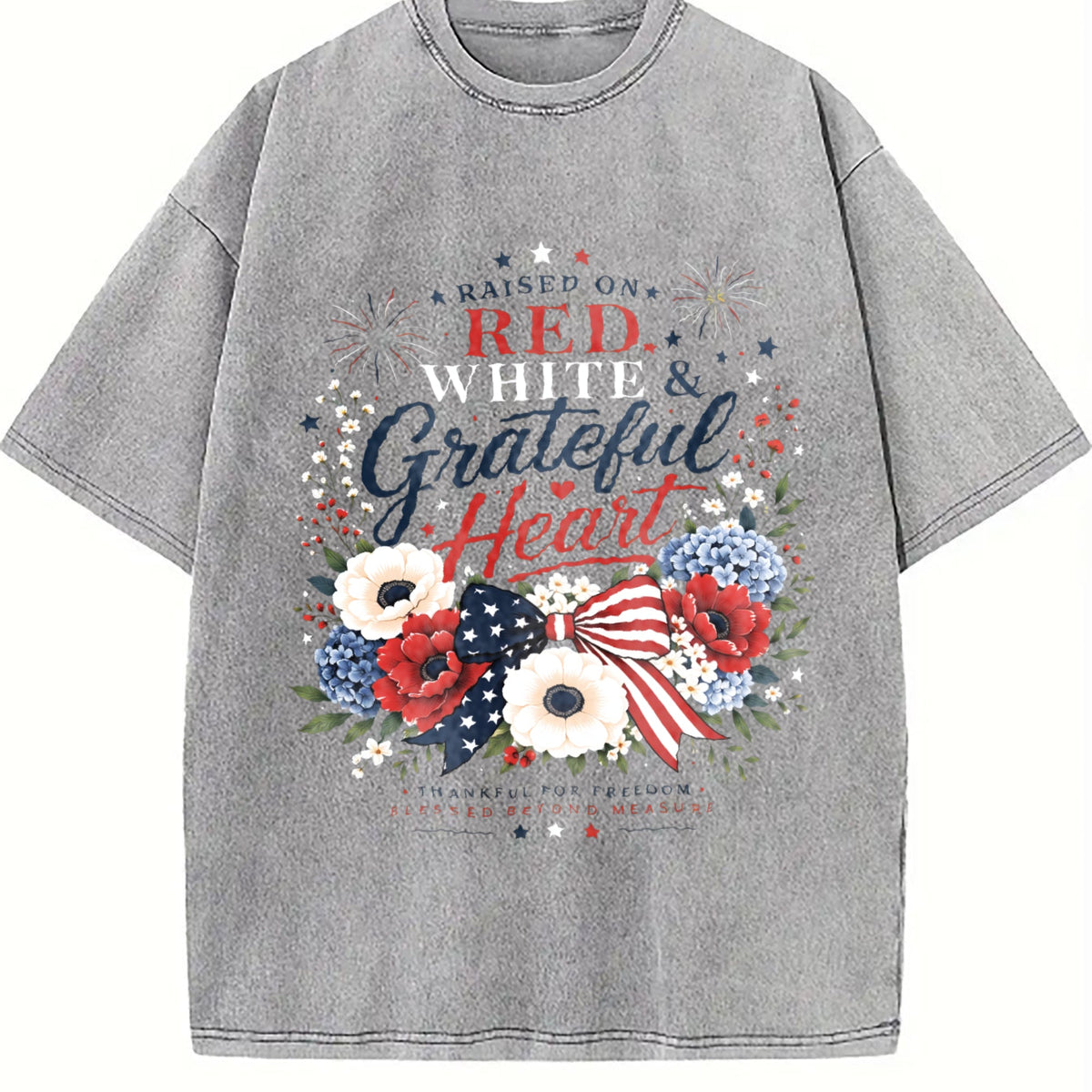 4th Of July - Red White Grateful Heart Floral Patriotic product image 5