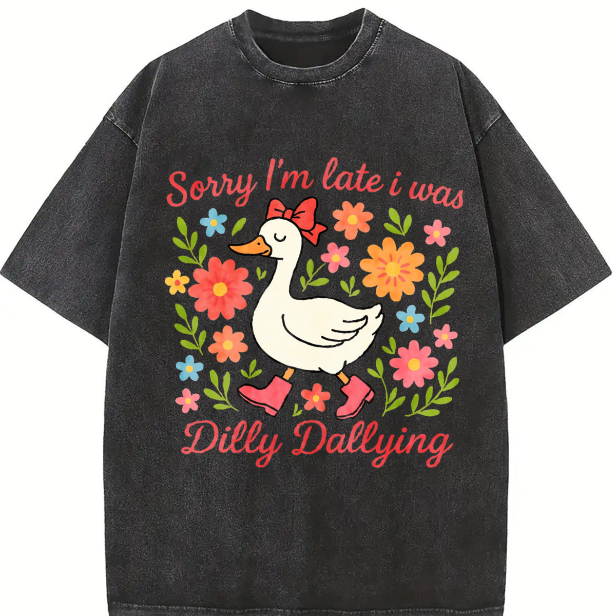 Late Duck Is Busy Vintage Washed T-Shirt product image 2