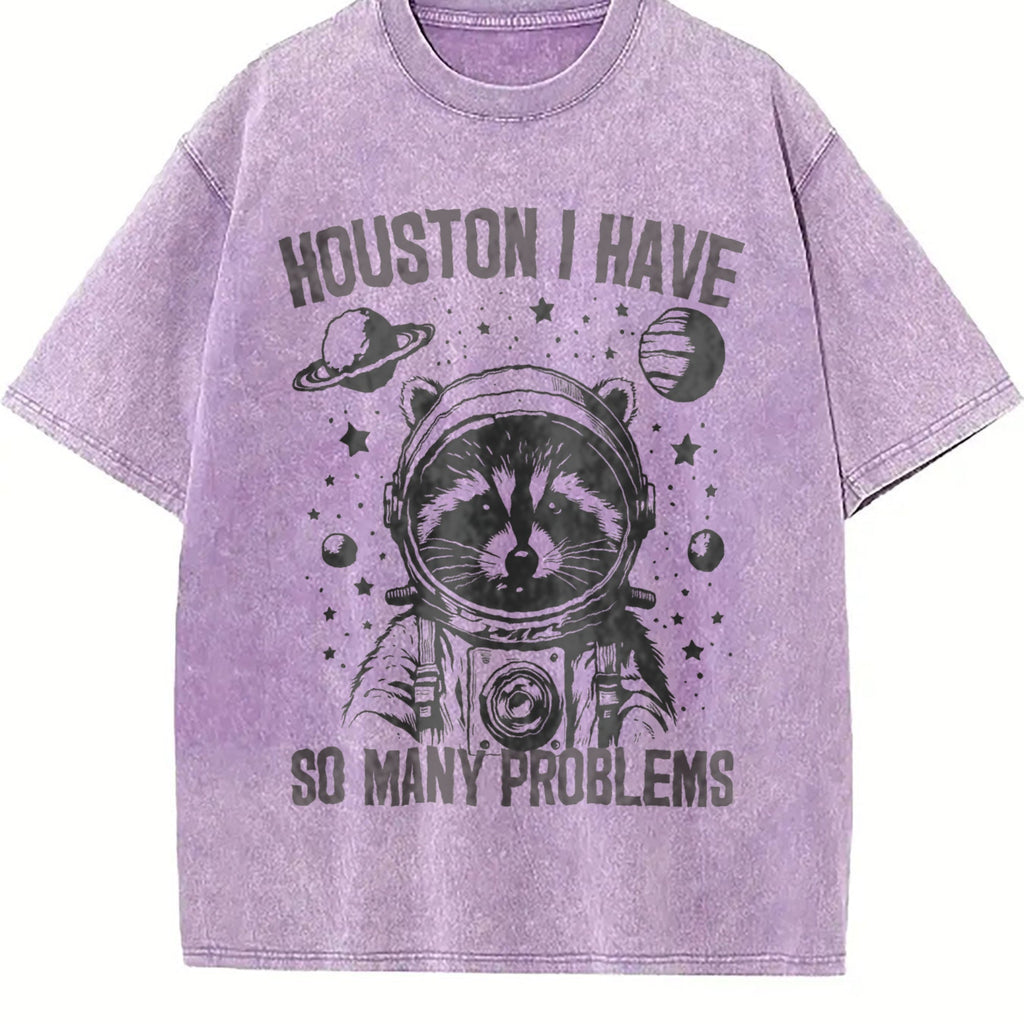 Funny Astronaut Raccoon 90s Vintage Washed T-Shirt product image 6
