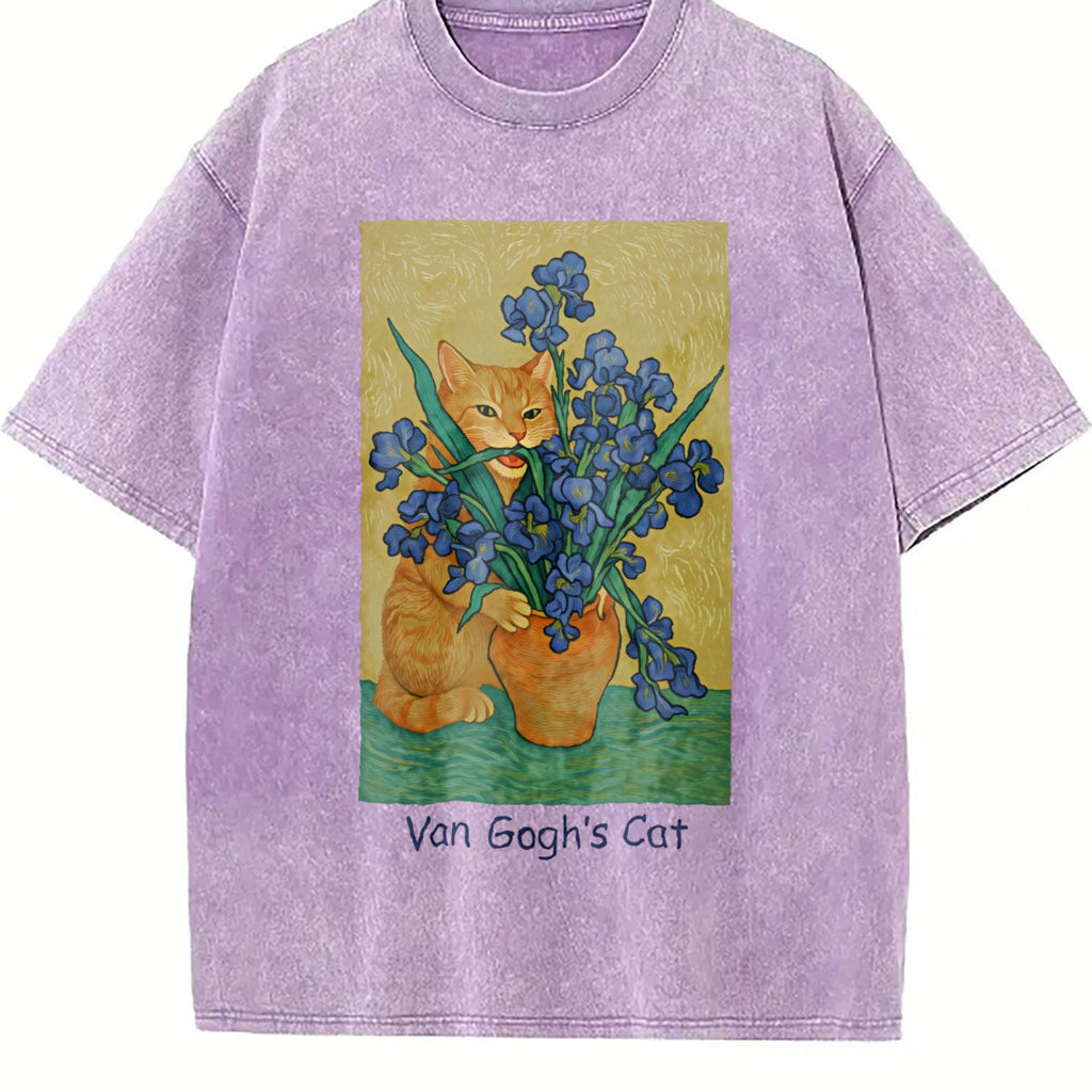 Van Gogh Cat Vintage Washed T-Shirt product image 6