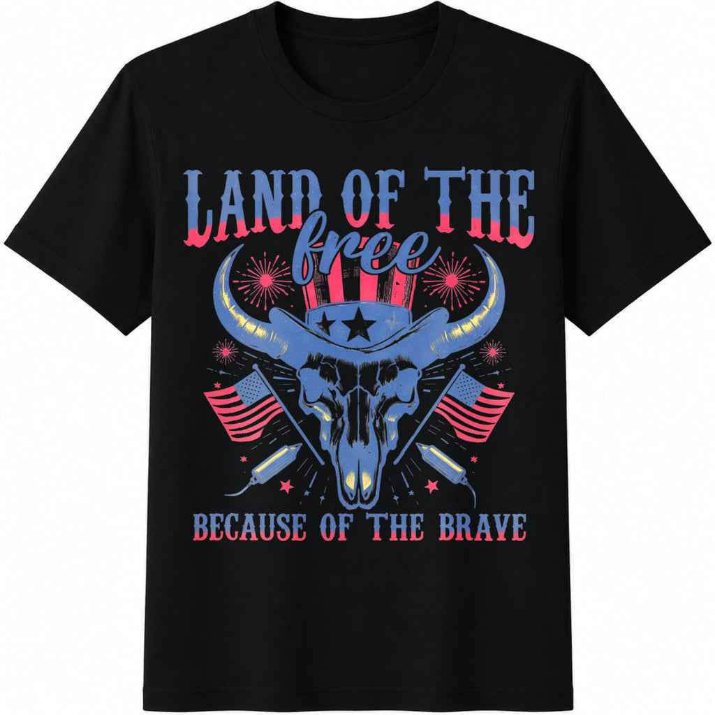 Land Of The Free Because Of Brave - Patriotic Cotton T-Shirt product image 1