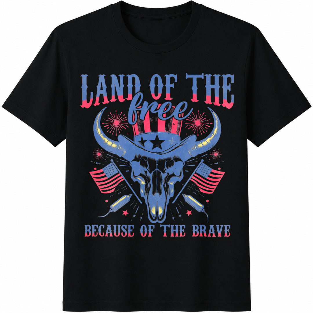 Land Of The Free Because Of Brave - Patriotic Cotton T-Shirt product image 1