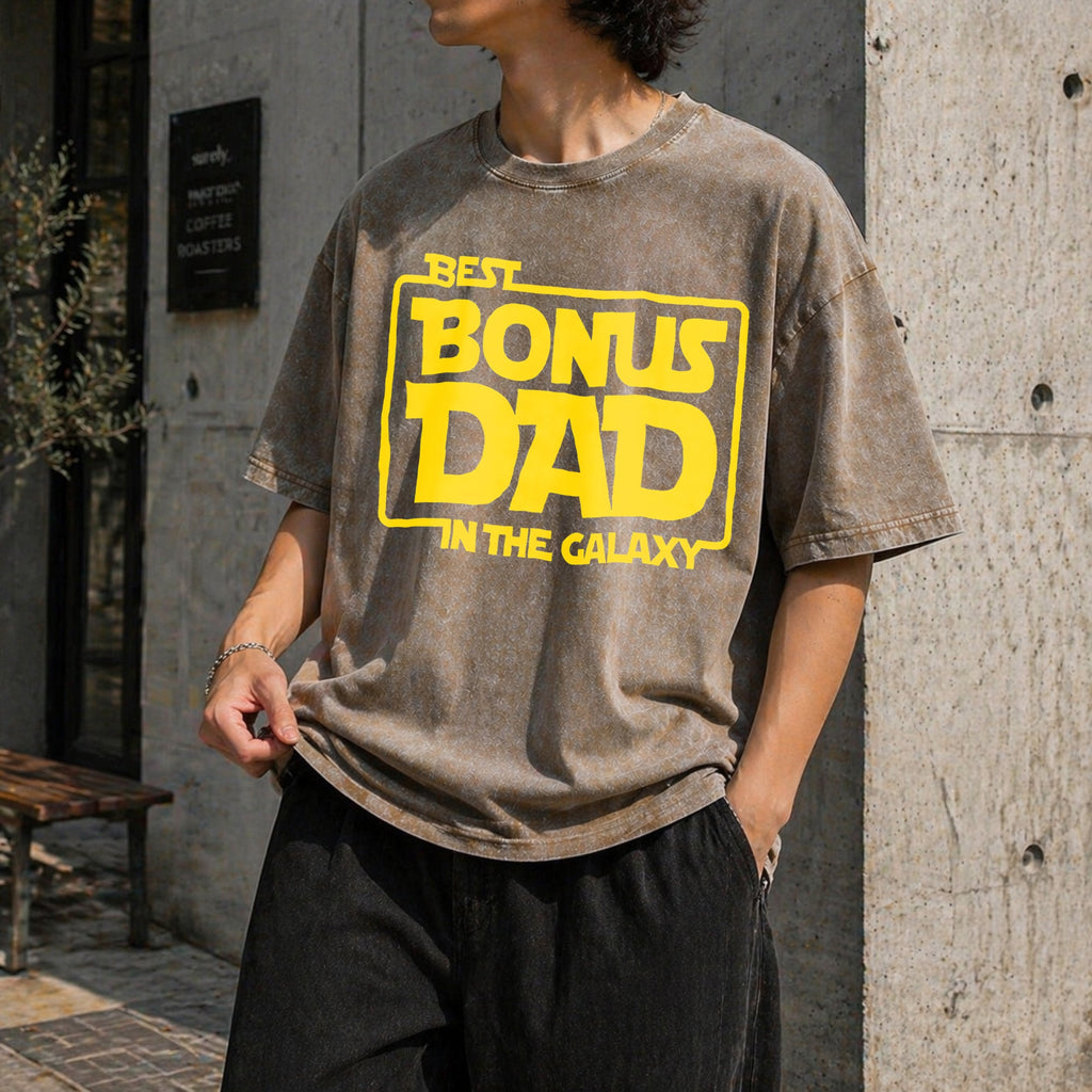 Best Bonus Dad In The Galaxy Vintage Washed T-Shirt product image 3