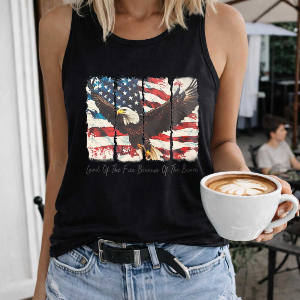 Land Of The Free Because Of The Brave Fourth Of July Women's Tank Top