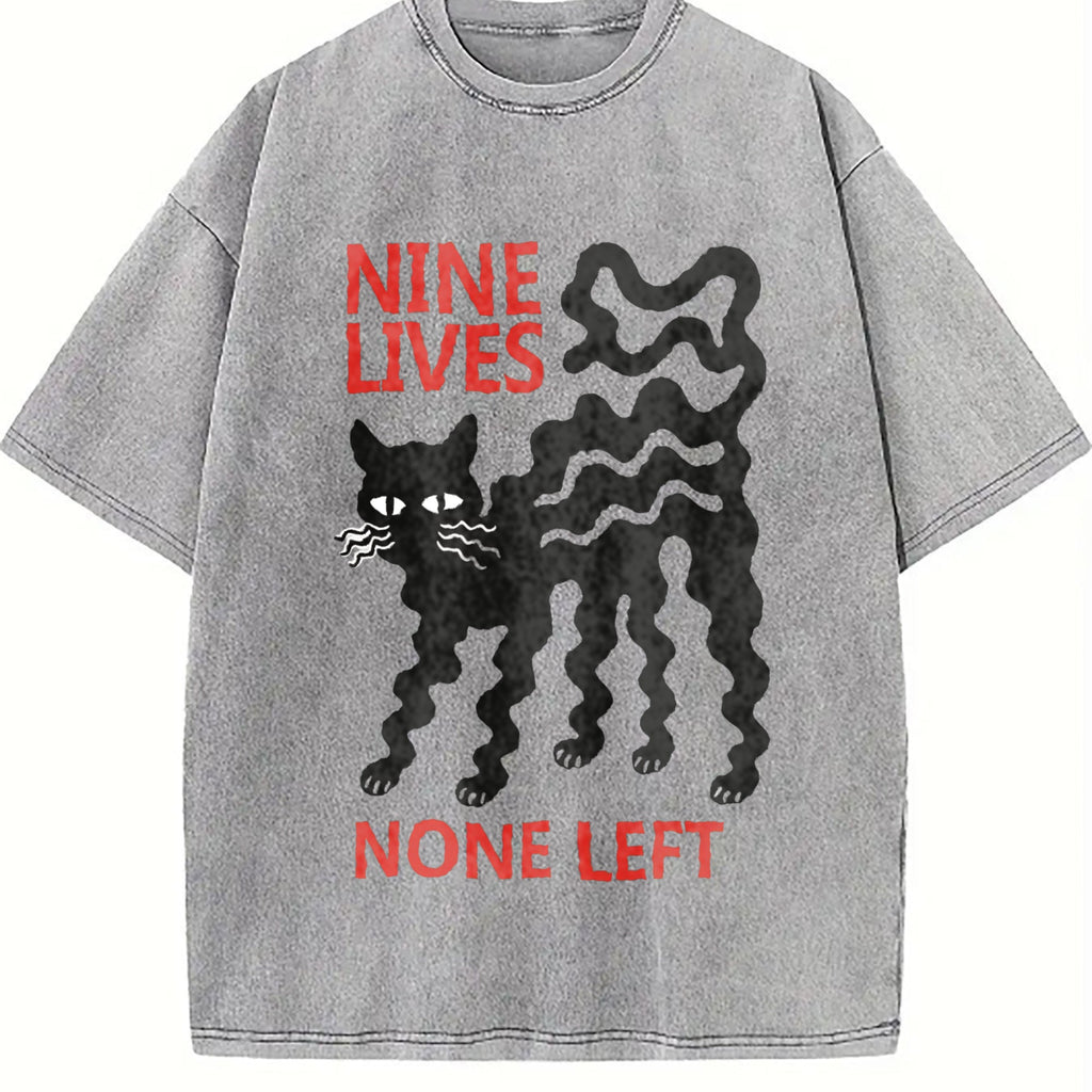Nine Lives Cat Vintage Washed T-Shirt product image 5