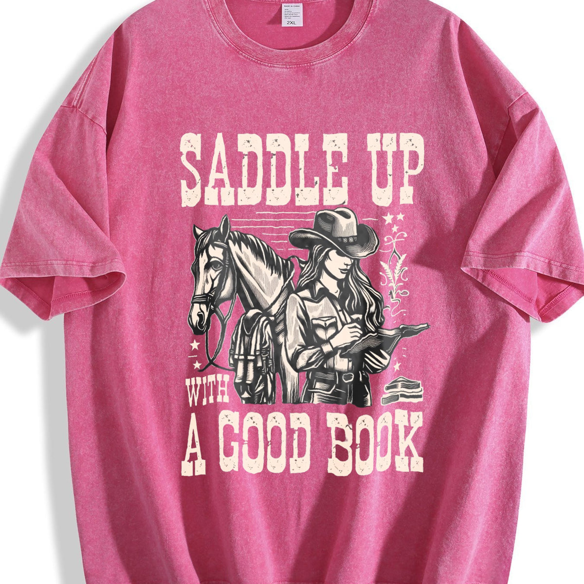Cowgirl Saddle Up A Good Book Western Vintage Washed T-Shirt product image 7