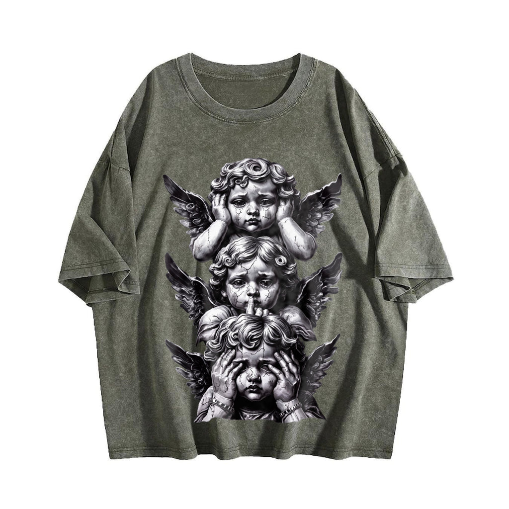 Gothic Three Wise Monkeys Angel Statue Vintage Washed product image 4