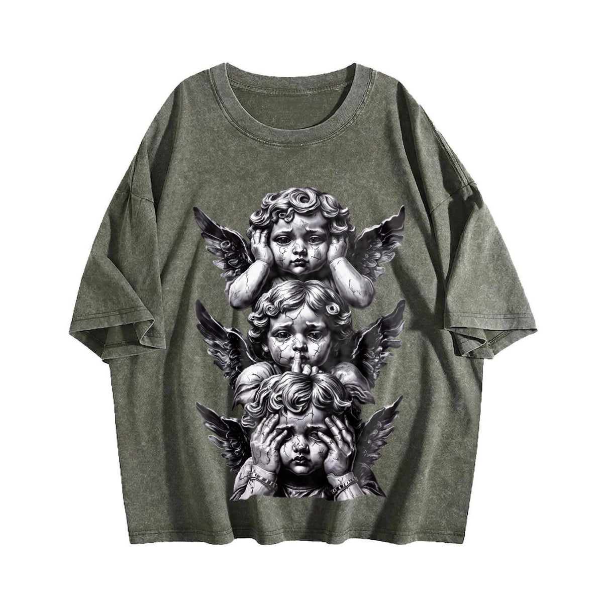 Gothic Three Wise Monkeys Angel Statue Vintage Washed product image 4