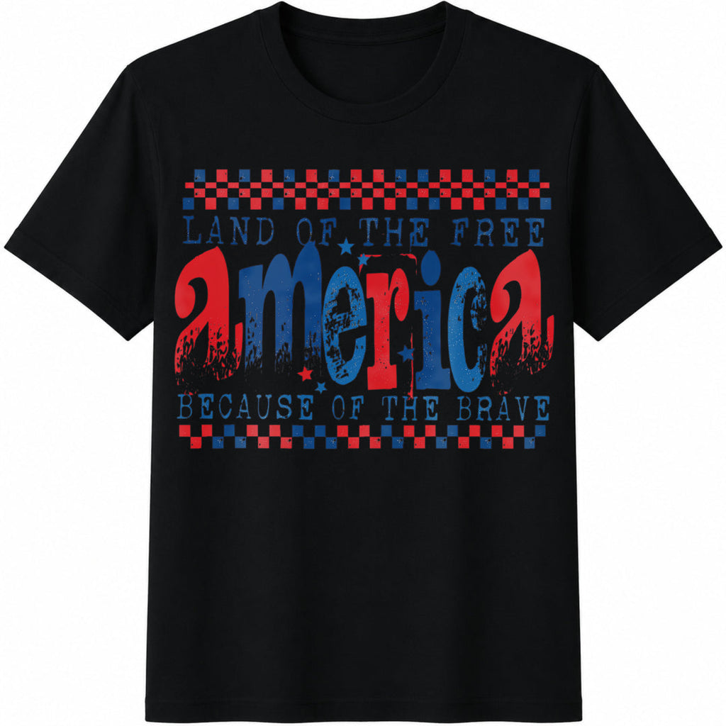 Land Of The Free Because Of Brave Checkered Patriotic 4th product image 1