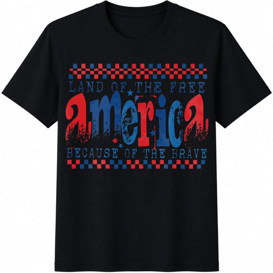 Land Of The Free Because Of Brave Checkered Patriotic 4th product image 1