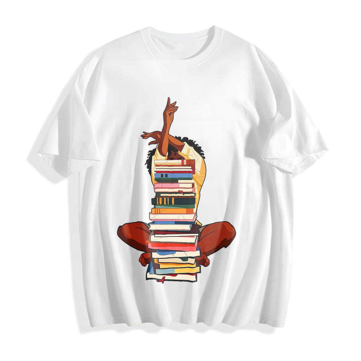 100 Black Woman And Books Stack Afro Girl Book Lover Cotton product image 2