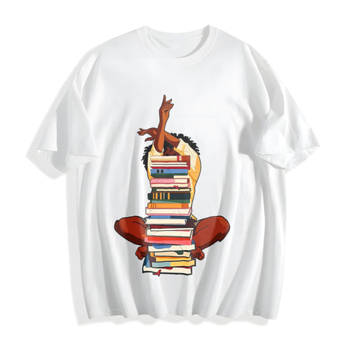 100 Black Woman And Books Stack Afro Girl Book Lover Cotton product image 2
