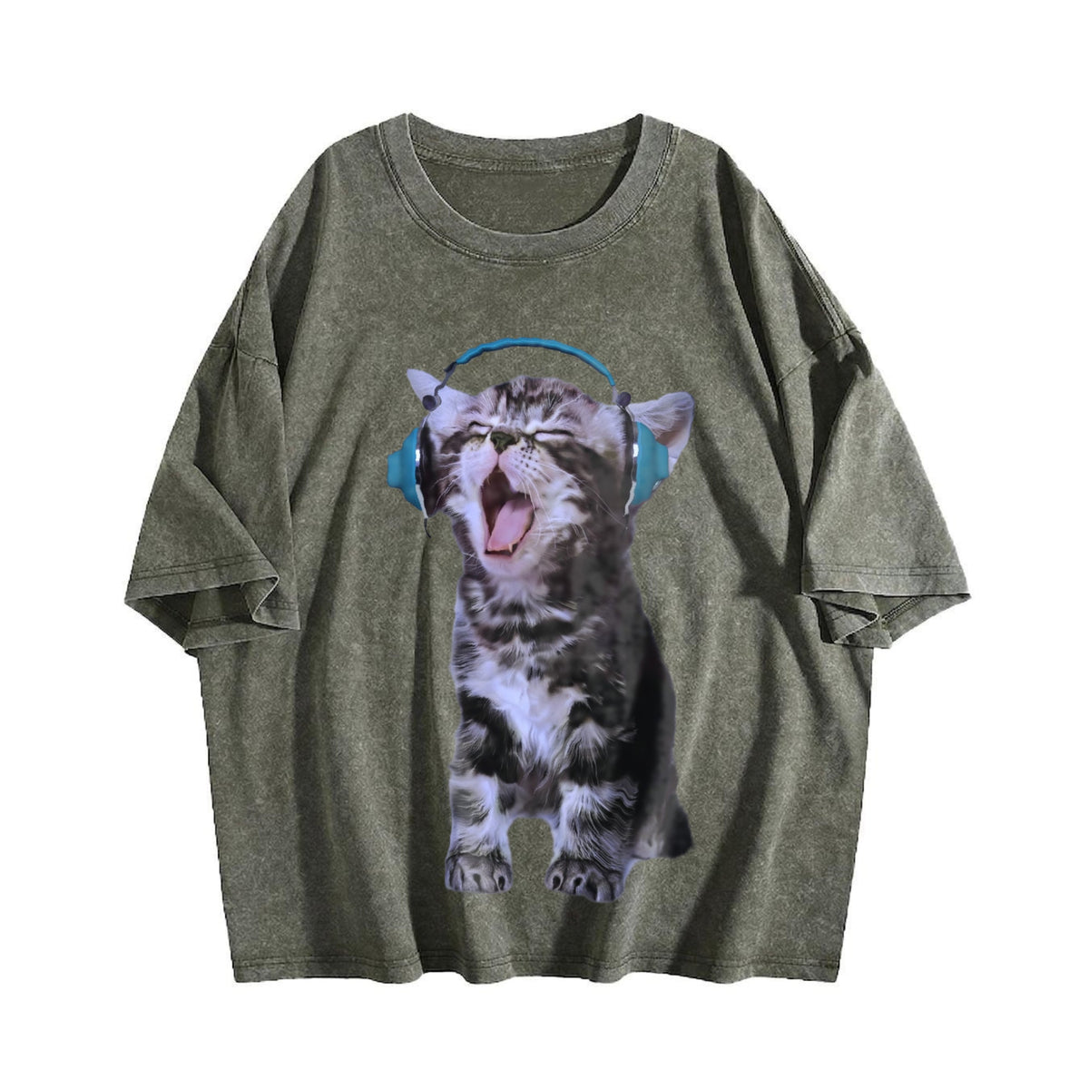 Y2K Headphones Cat Vintage Washed T-Shirt product image 4