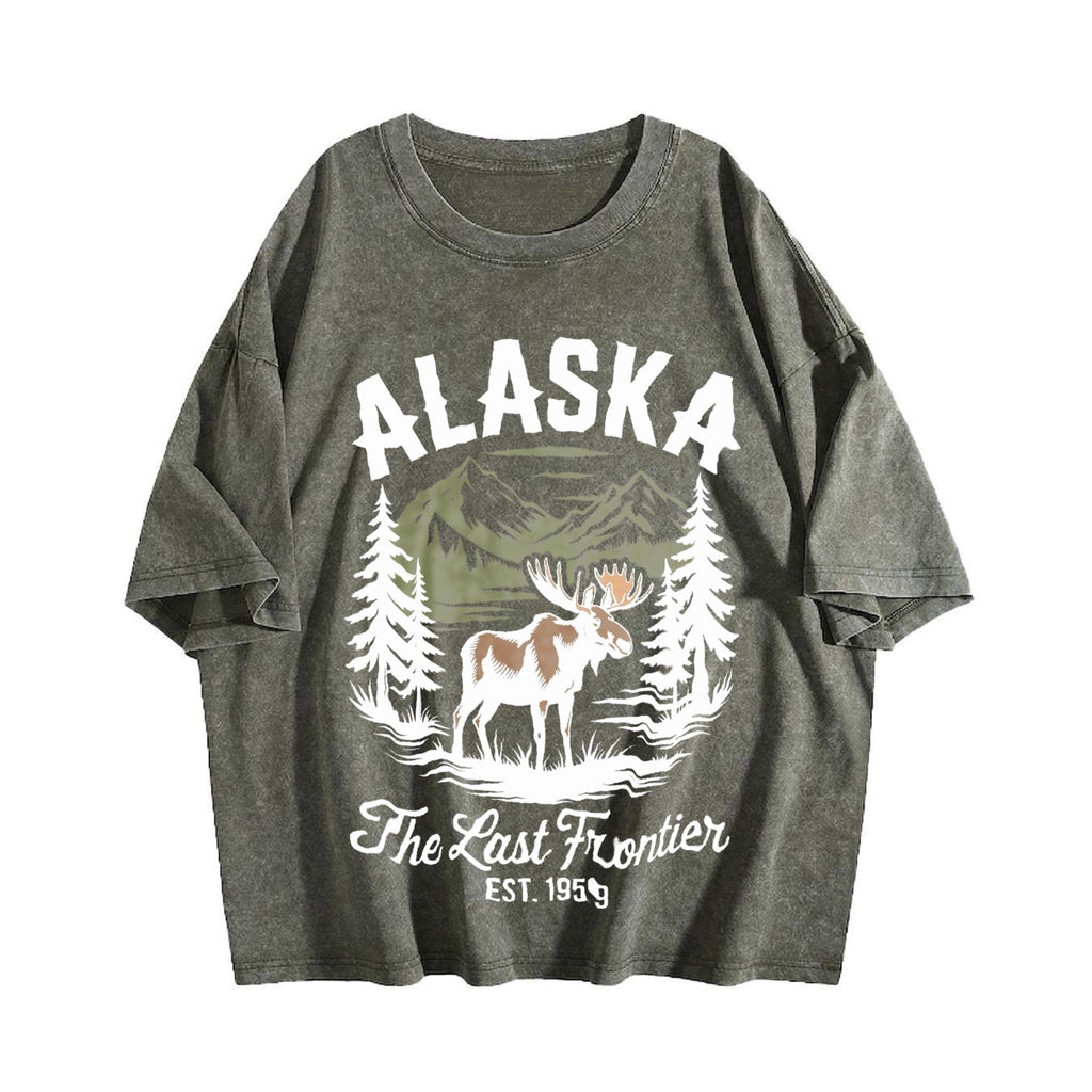 Alaska The Last Frontier Moose 90s Vintage Washed T-Shirt product image 4