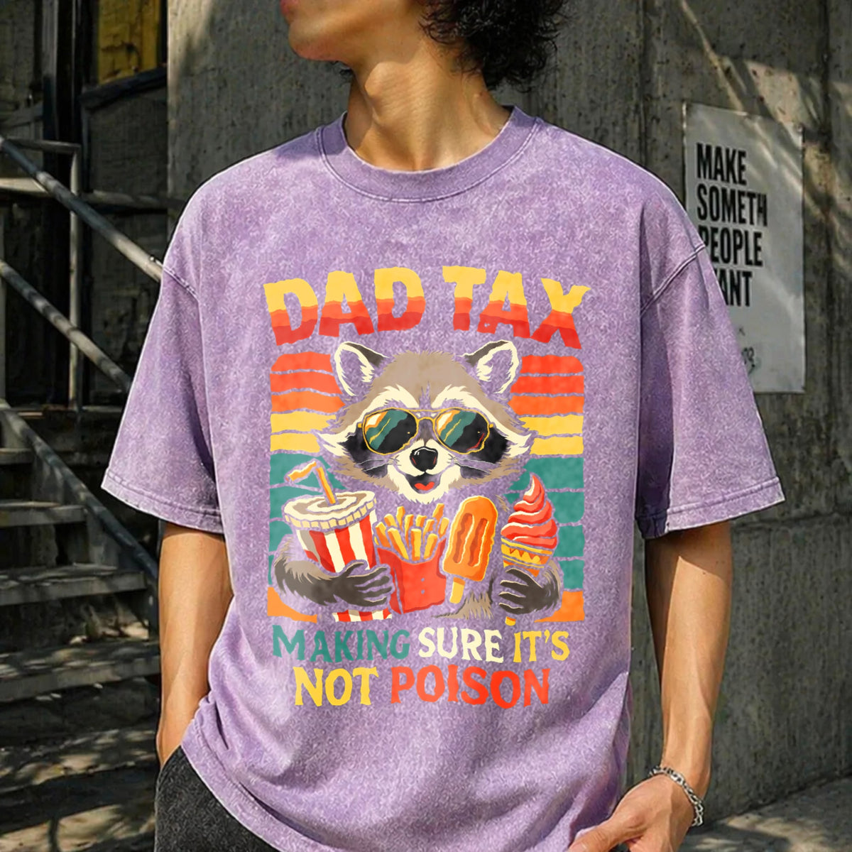 Dad Tax Raccoon Vintage Washed T-Shirt product image 6