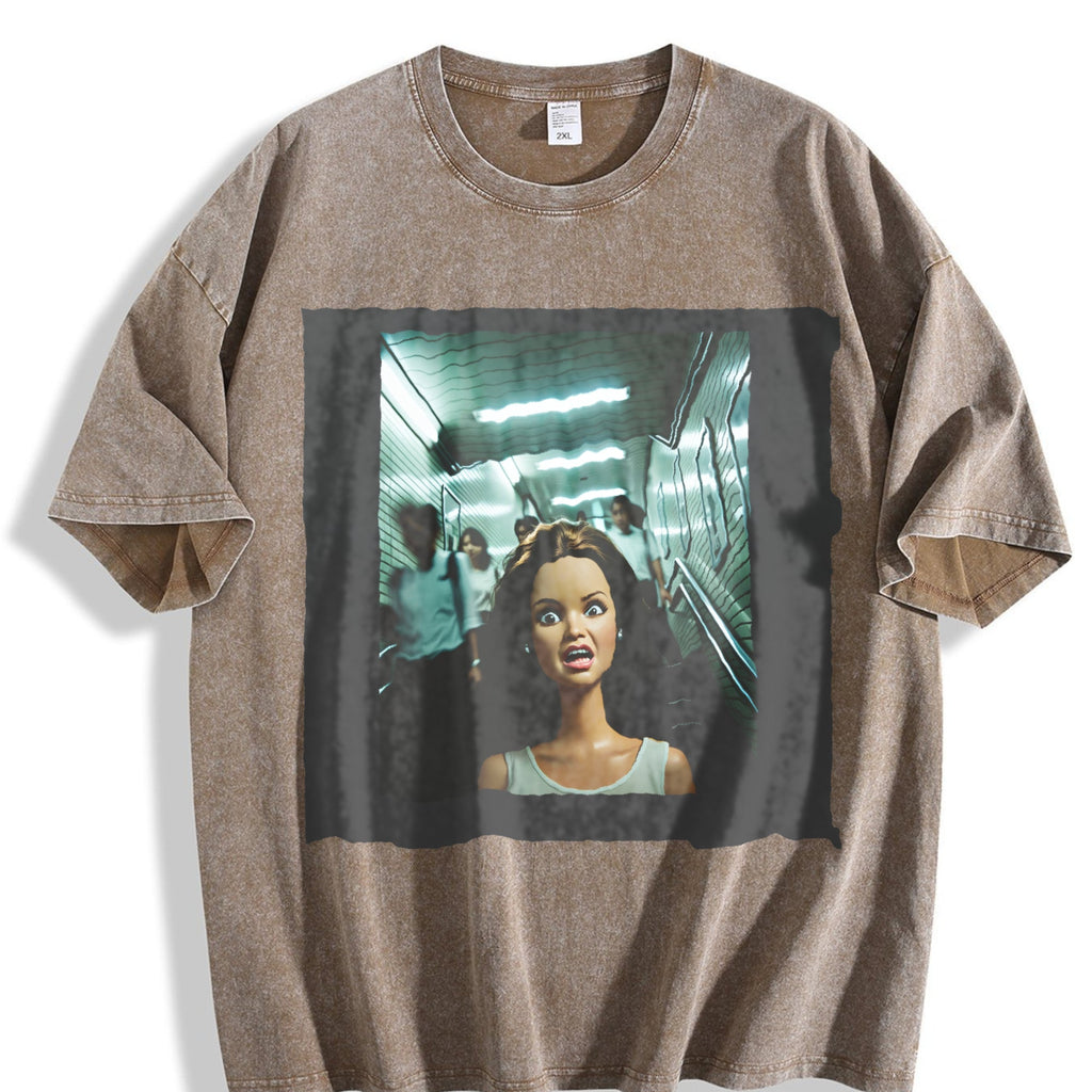 Funny Doll on the Subway Vintage Washed T-Shirt product image 3