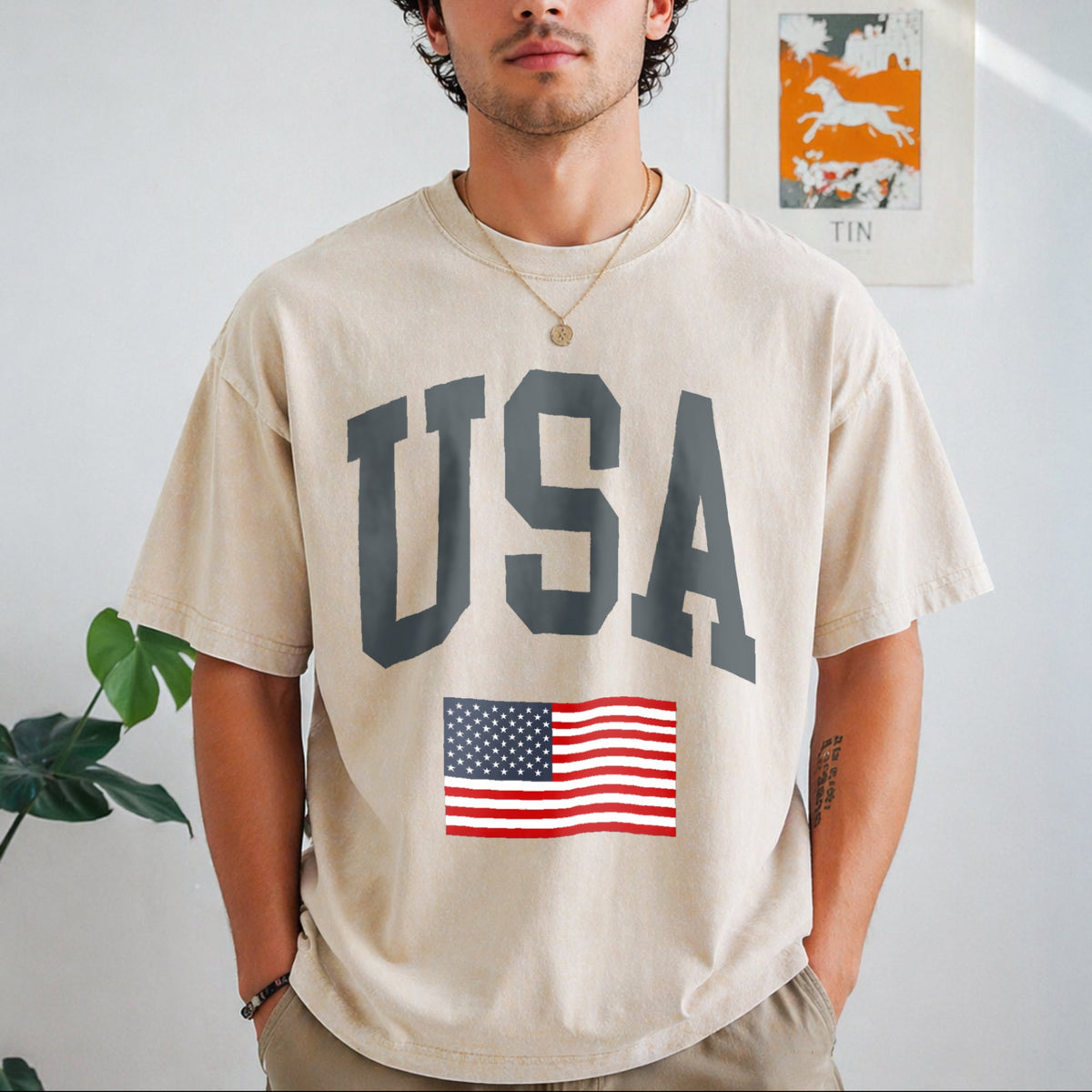 USA Flag - With Faded Aesthetic Vintage Washed T-Shirt product image 8