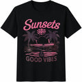 Palm Tree And Sunset Cotton T-Shirt product image 1