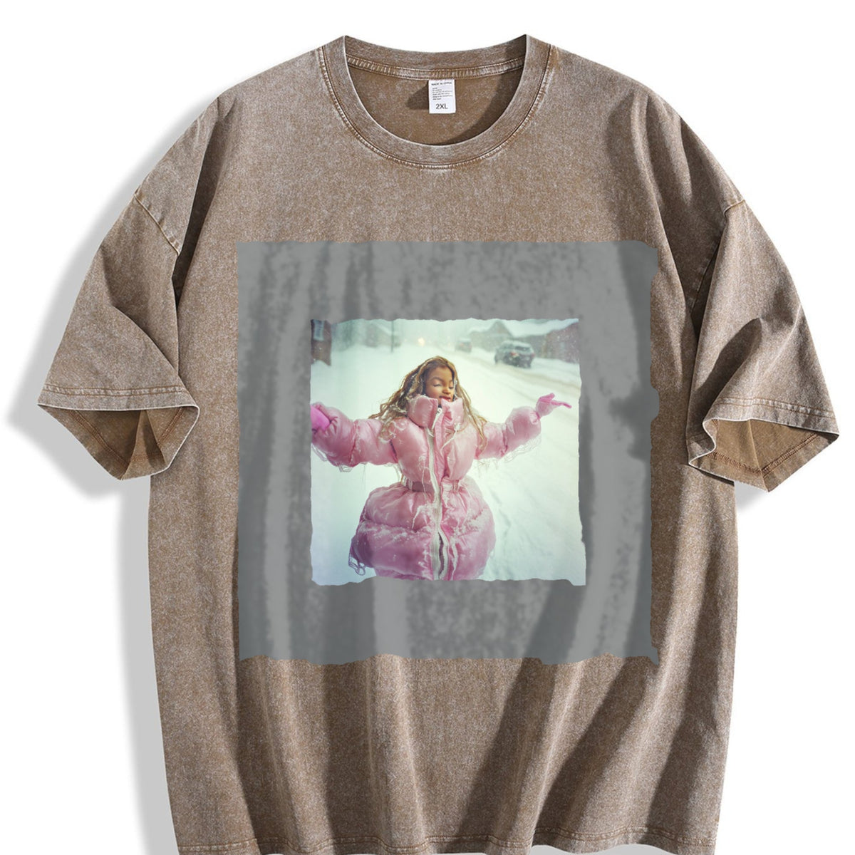 Doll in a Pink Winter Coat Vintage Washed T-Shirt product image 3