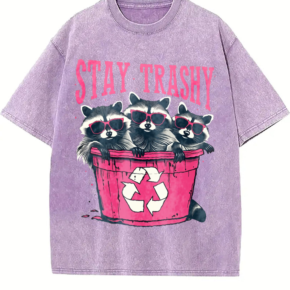 Stay Trashy - Black With Pink Raccoon & Bin Vintage Washed product image 6