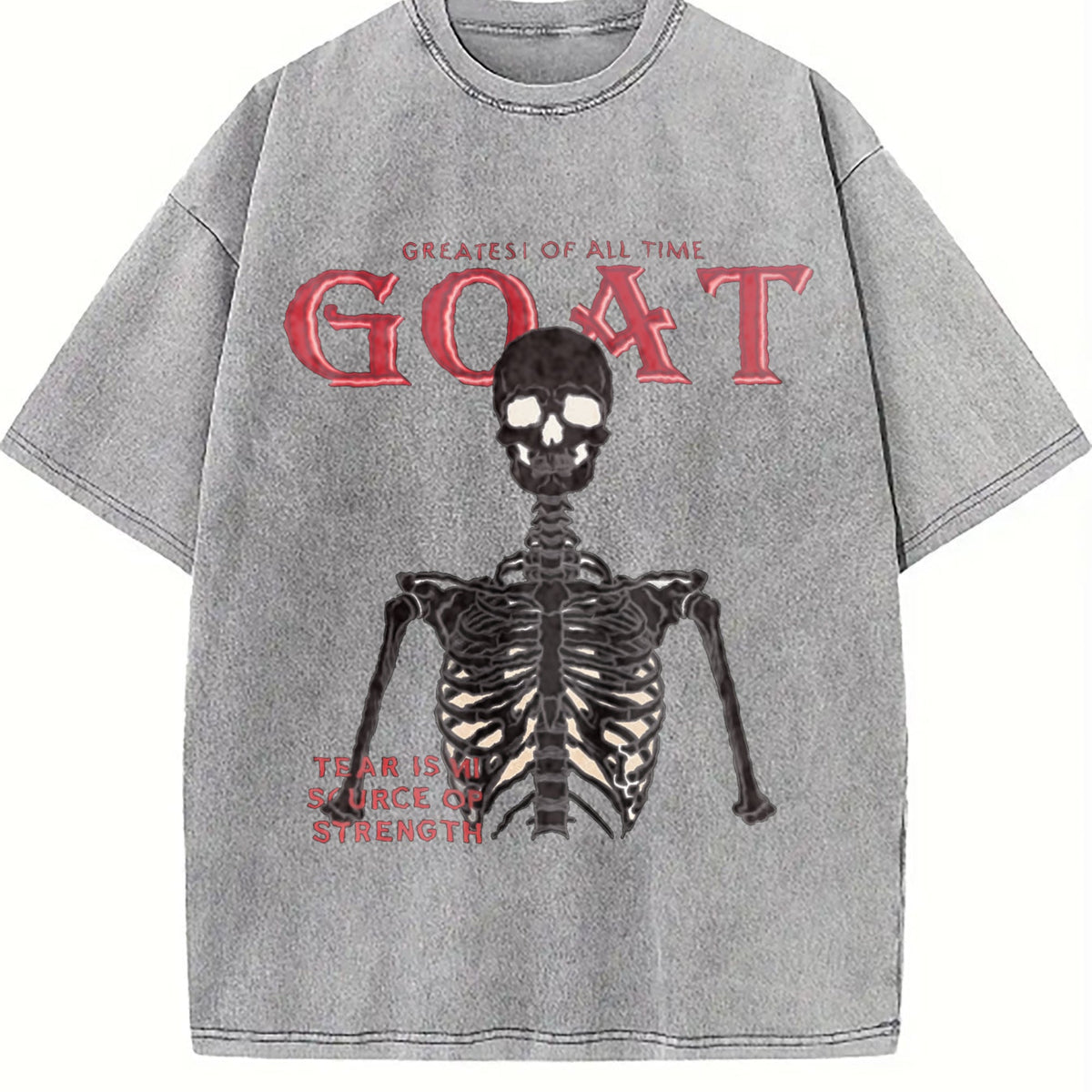 Goat Skeleton Fire White Vintage Washed T-Shirt product image 5